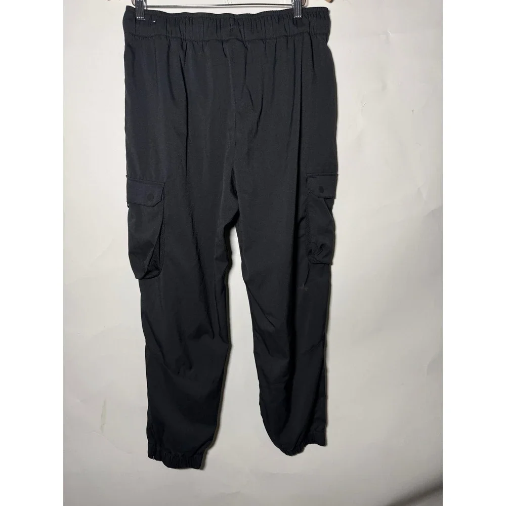 Jordan Mens Black Utility Cargo Pants Jumpman Logo Elastic Waist Zippers Large